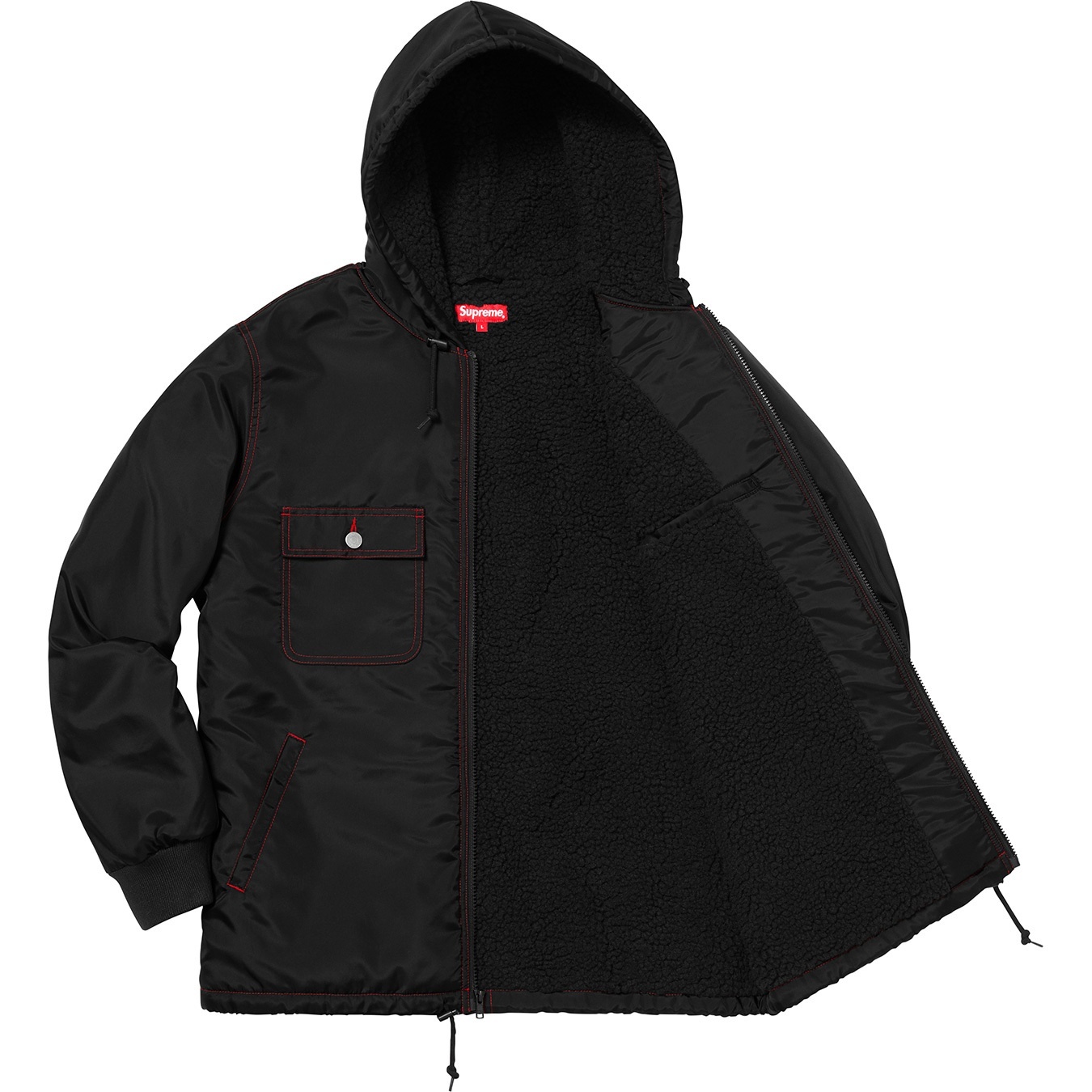 Sherpa Lined Nylon Zip Up Jacket view 10